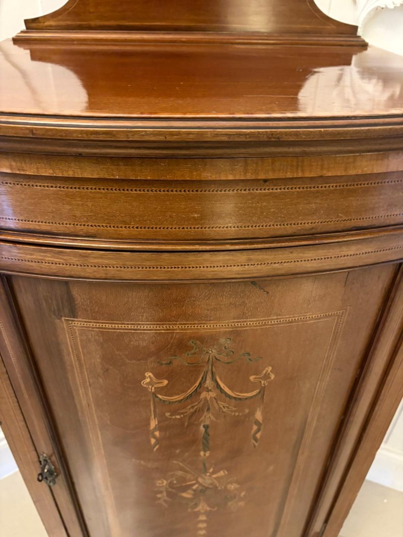 Superb Quality Antique Edwardian Mahogany Inlaid Bow Fronted Side Cabinet - Image 8